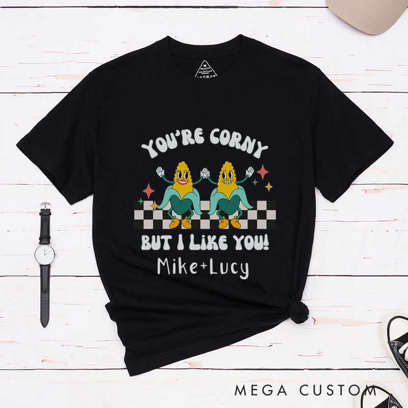 Personalized Funny I'am A-Maize-D by Your Charm and You're Corny But I Like You Couple Matching Shirt