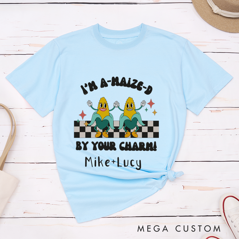 Personalized Funny I'am A-Maize-D by Your Charm and You're Corny But I Like You Couple Matching Shirt
