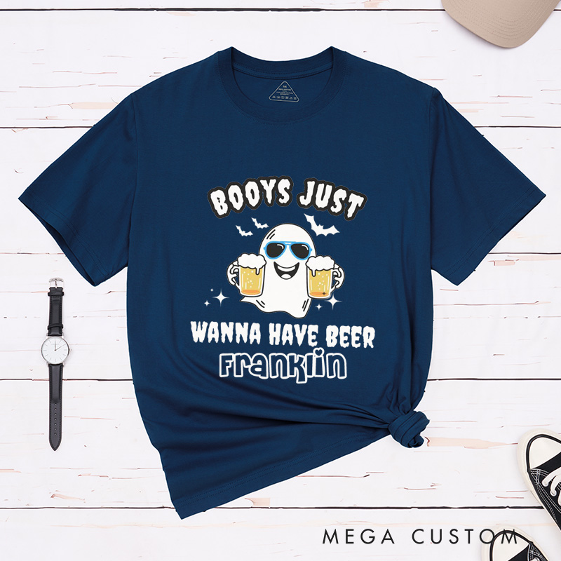 Personalized Halloween Party Booys and Ghosts Funny T-Shirt Couple Halloween Matching T-Shirt 