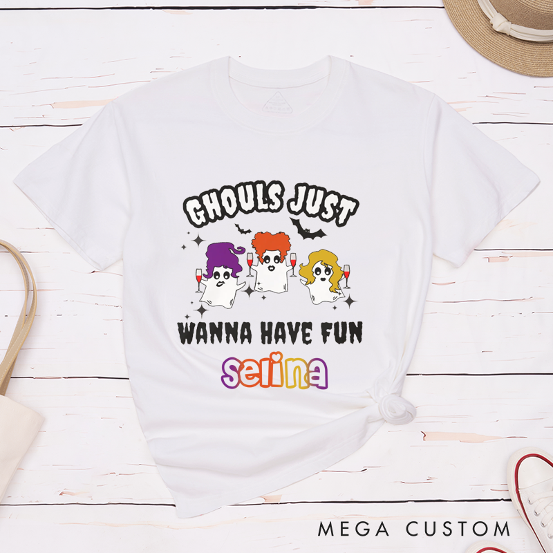 Personalized Halloween Party Booys and Ghosts Funny T-Shirt Couple Halloween Matching T-Shirt 