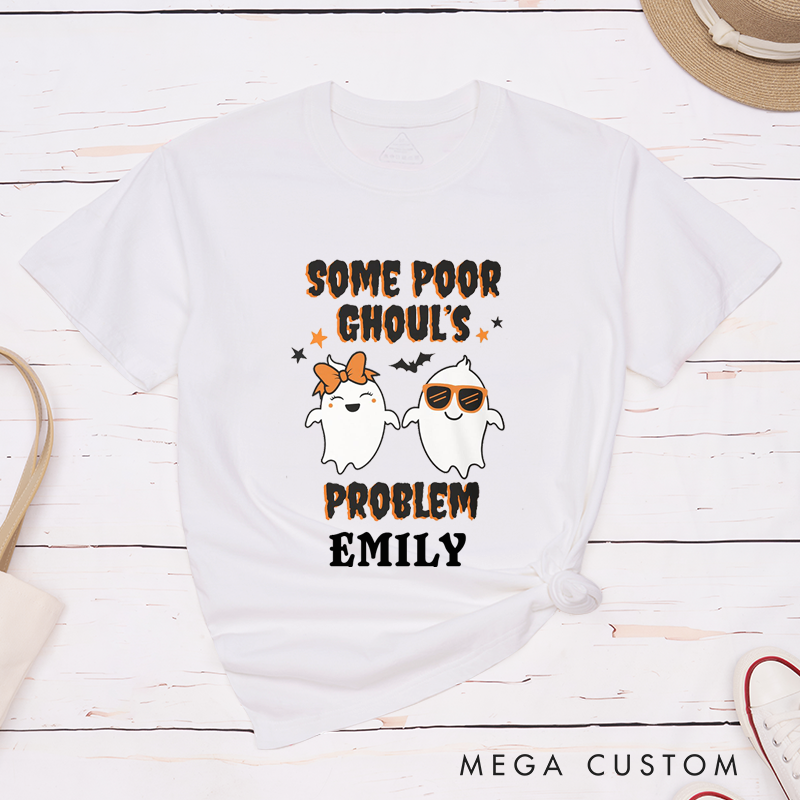 Personalized Some Poor Ghoul and Some Poor Ghoul's Problem Funny Couple Halloween Matching T-Shirt
