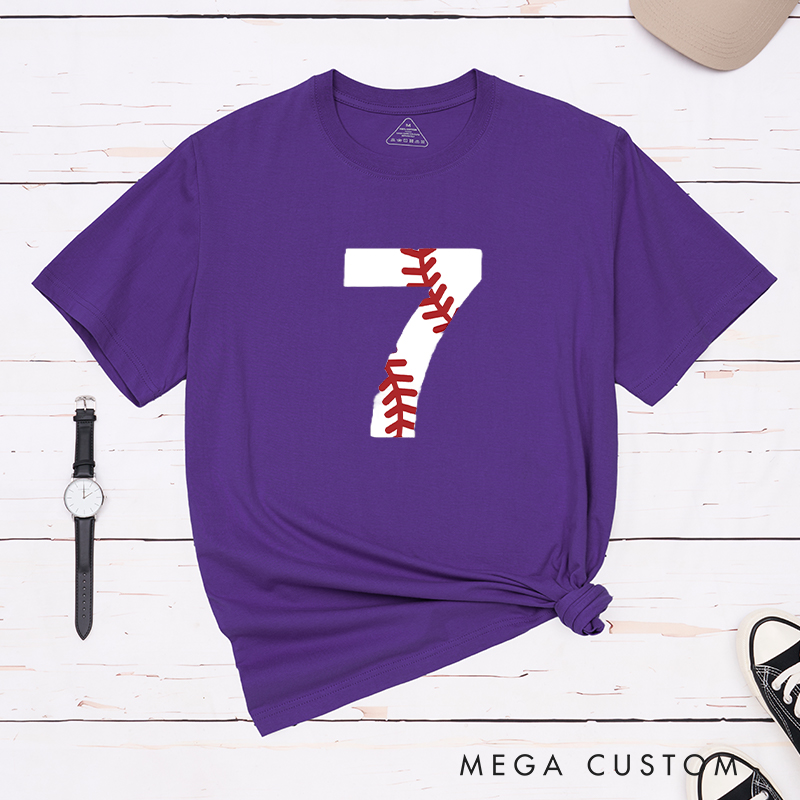 Personalized Baseball T-Shirt with Distressed Number Design for a Unique Look