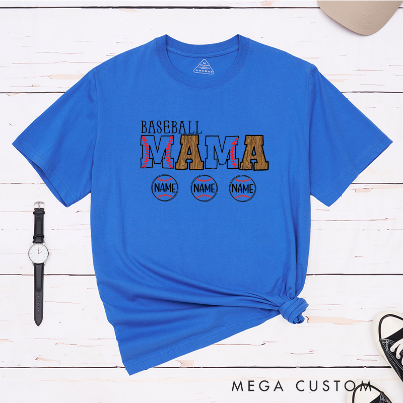 Personalized Baseball Mom T-Shirt With Kids Name