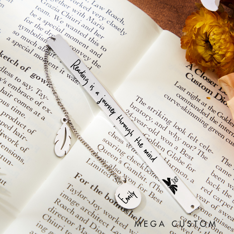 Personalized Reading Is A Journey Through The Mind Bookmark Engraved Metal Bookmark Custom Quote Bookmark Book Lover Gift Bookish Gift