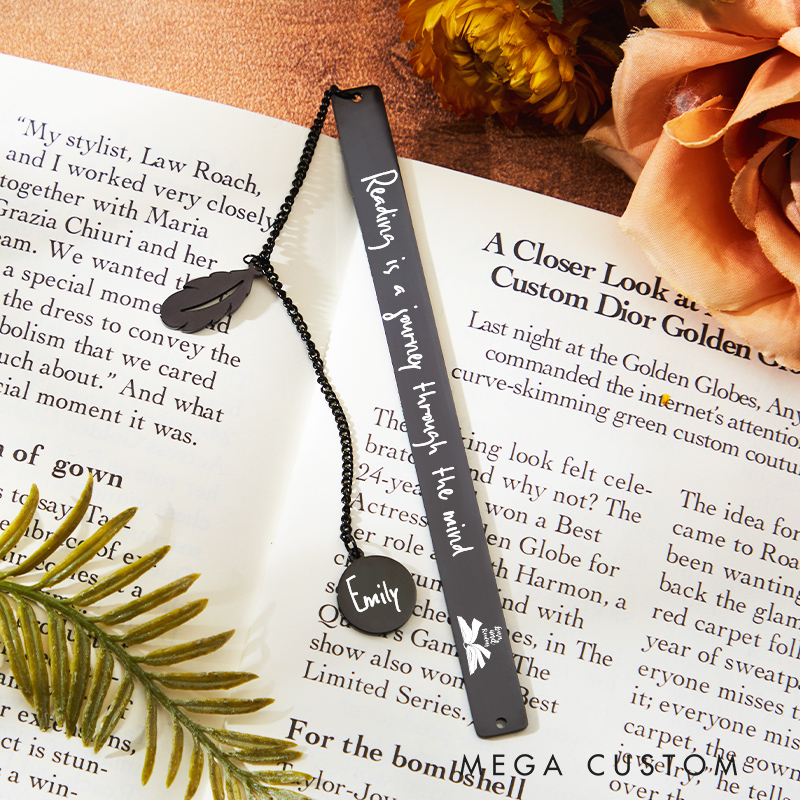 Personalized Reading Is A Journey Through The Mind Bookmark Engraved Metal Bookmark Custom Quote Bookmark Book Lover Gift Bookish Gift
