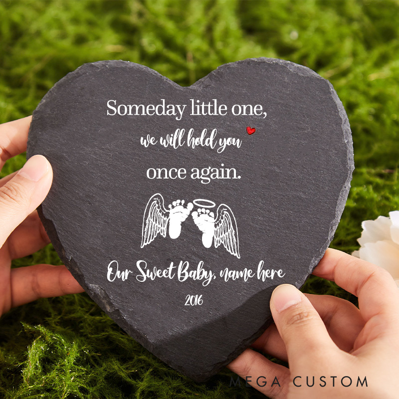 Personalized Miscarriage Memorial Garden Stone Baby Miscarriage Gift We will Hold You Footprint and Wings Flat Garden Stone Infant Loss Stillborn Gift