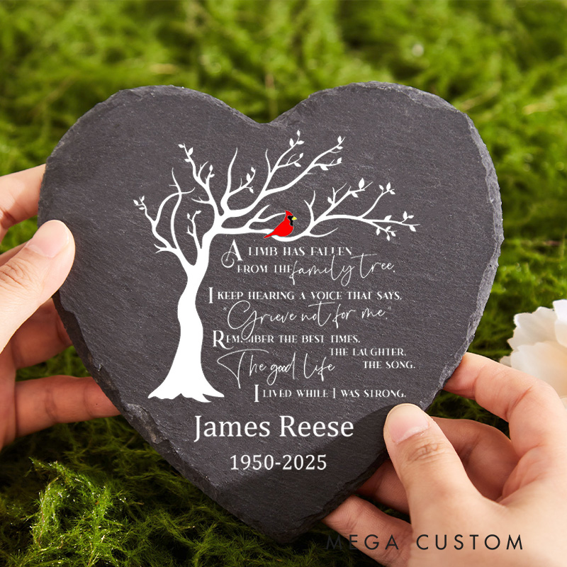 Personalized Memorial Stone for Loss of Loved One A Limb Has Fallen From The Family Tree Sympathy Gift Slate Grave Marker Remembrance Gift