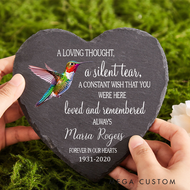  Personalized A Silent Tear Memorial Garden Stone Sympathy Gift for Loss of a Loved One Slate Grave Marker Keepsake Remembrance Bereavement Gift
