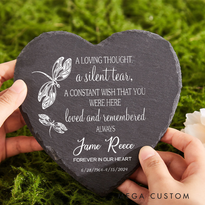 Personalized a Silent Tear Memorial Garden Stone Sympathy Gift Slate Grave Marker Keepsake Remembrance Bereavement Gift for Loss of a Loved One