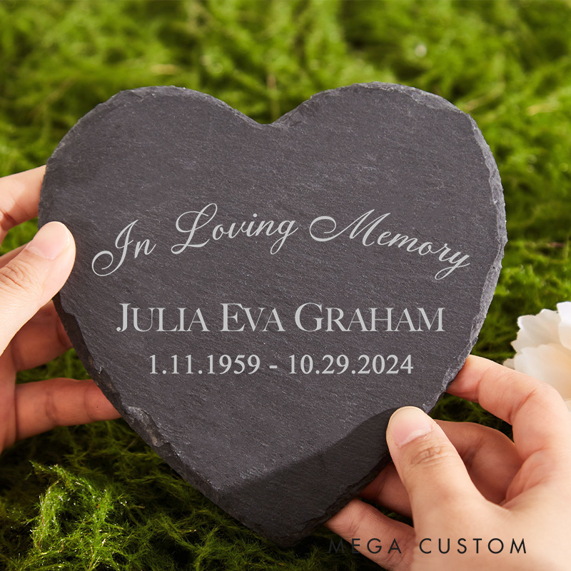 Personalized Memorial Stone in Loving Memory Gift Custom Grave Garden Plaque for Loss of Loved One Outdoor Cemetery Decor Sympathy Gift Tribute