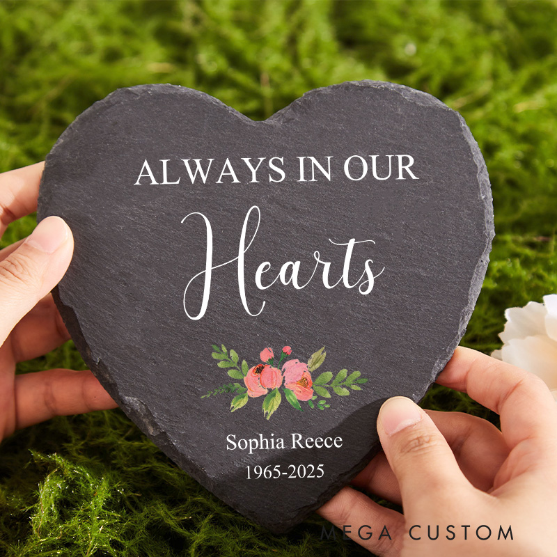 Personalized Memorial Garden Stone Always In Our Hearts in Memory of Loved One Gifts Condolence Bereavement Gift for Garden Outside