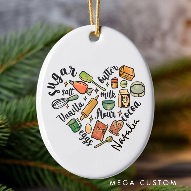 Personalized Baker Christmas Ornament Bakery Heart Xmas Ornament Baker Gift Baking Lover Gift Baking Gift