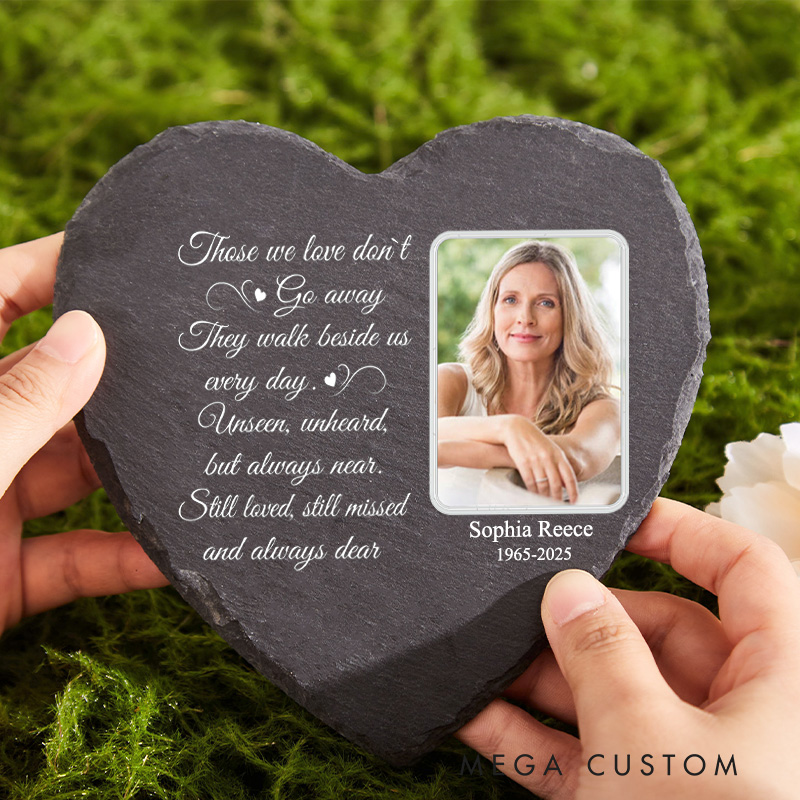 Personalized Memorial Stone with Photo for Loss of Loved One in Loving Memory of Gift Funeral Remembrance Forever in Our Hearts Garden Stone