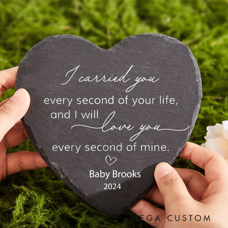 Personalized Miscarriage Stone Baby Memorial Garden Stone Carried for A Moment Sympathy Gift Rainbow Angel Keepsake