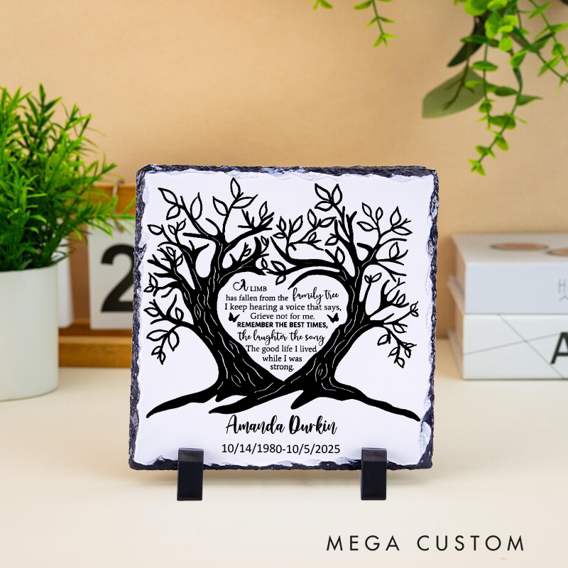 Personalized Memorial Plaque for Loss of Loved one A Limb has Fallen Grave Marker Keepsake