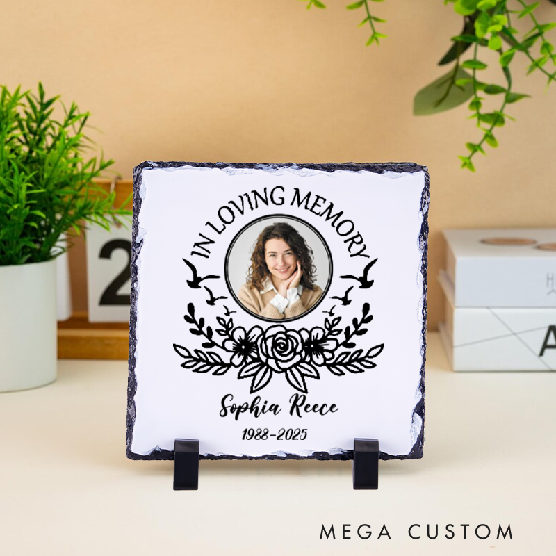 Personalized Memorial Plaque in Loving Memory Remembrance Custom Photo Keepsake Headstone Memorial Gift