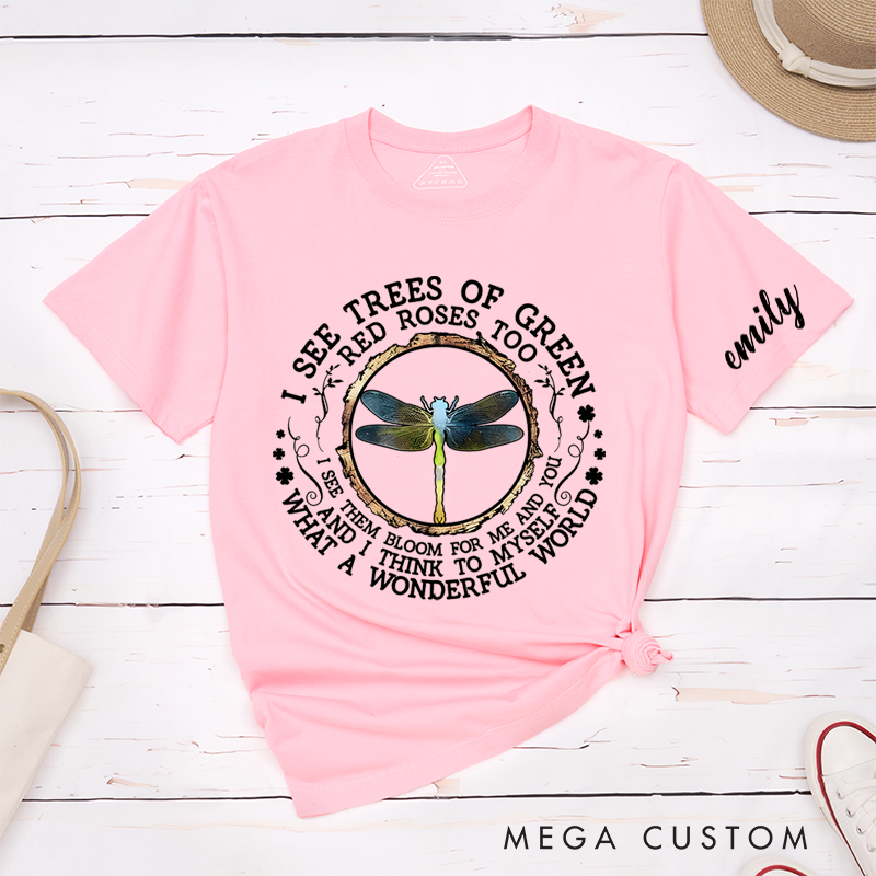 Personalized Classic T-Shirts Wonderful World Nature Enthusiast Dragonfly T-Shirt