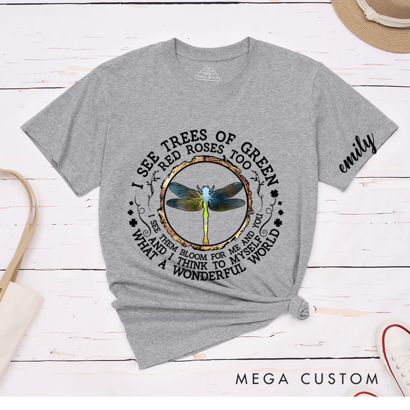 Personalized Classic T-Shirts Wonderful World Nature Enthusiast Dragonfly T-Shirt