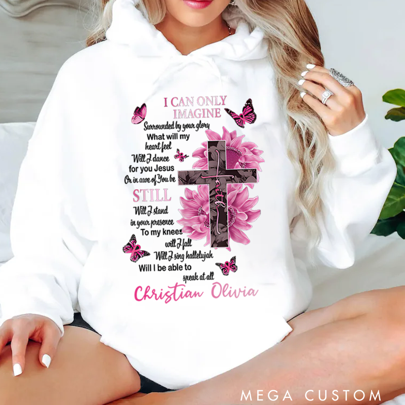 Personalized Classic Hoodies I Can Only Imagine Beautiful Cross and Flowers Graphic Hoodie