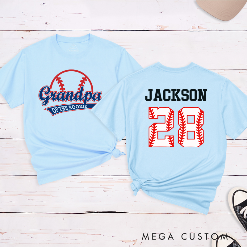 Personalized Baseball Name and Number T-Shirt for Grandpa