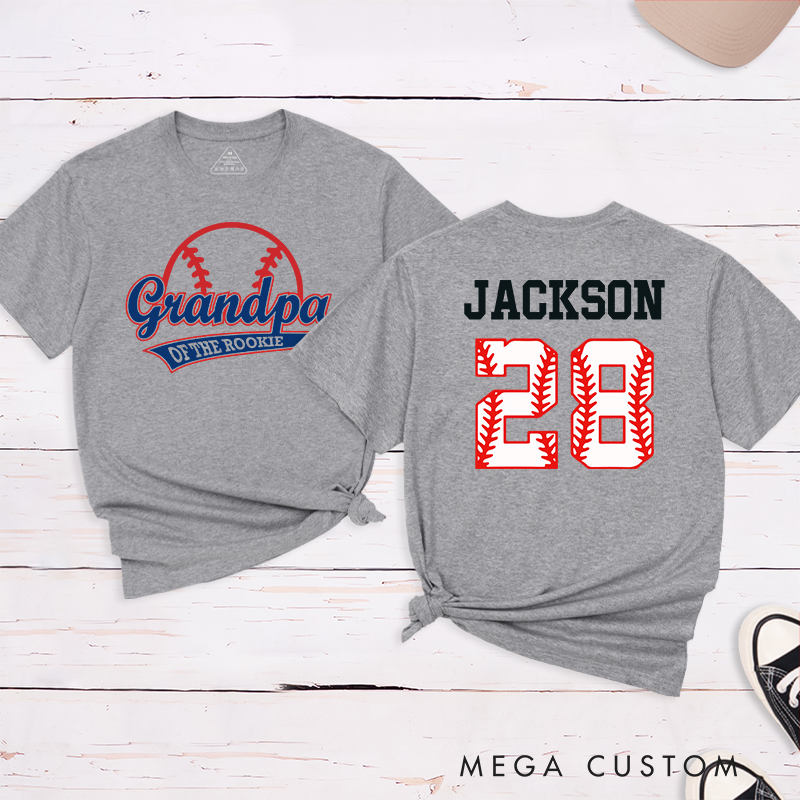 Personalized Baseball Name and Number T-Shirt for Grandpa