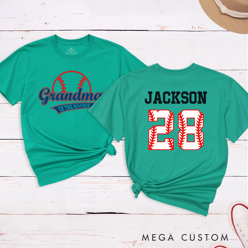 Personalized Baseball Name and Number T-Shirt for Grandma