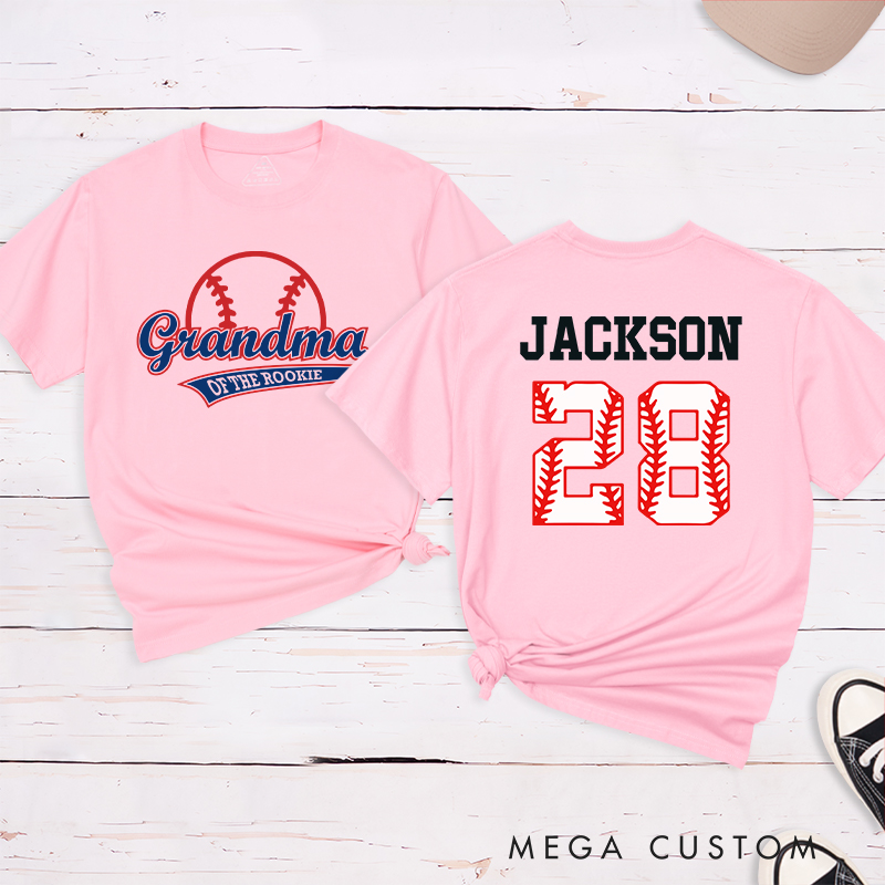 Personalized Baseball Name and Number T-Shirt for Grandma