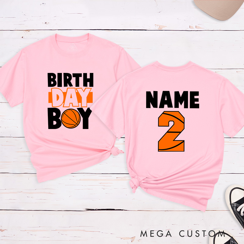 Personalized Birthday Boy Basketball T-Shirt with Custom Name and Age Design