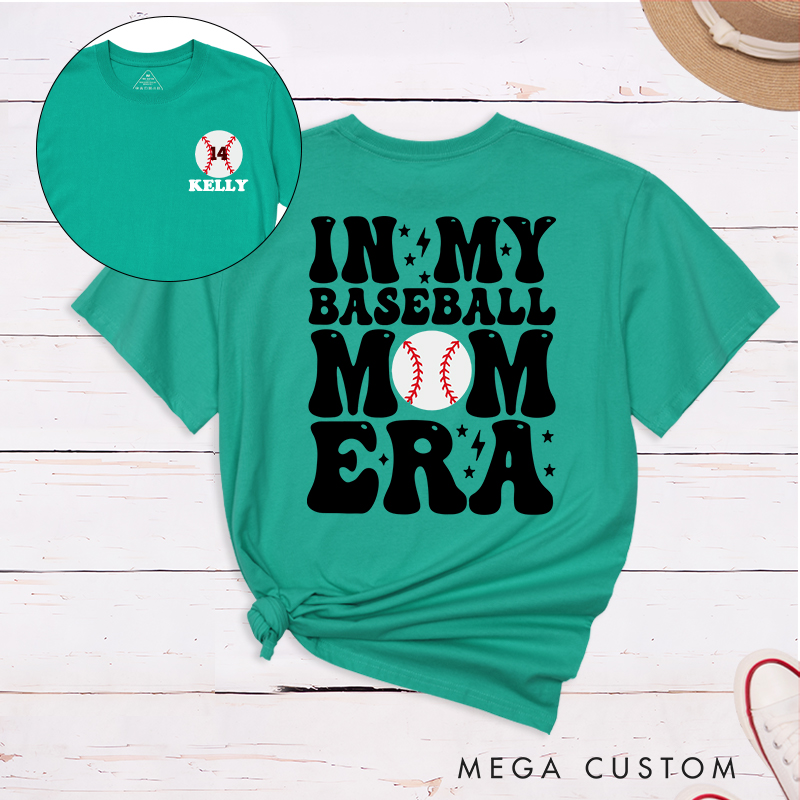 Personalized "In My Baseball Mom Era" T-Shirt Custom Name & Number