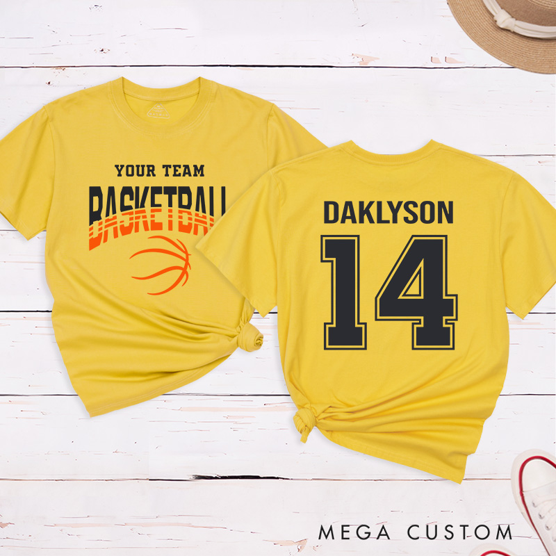 Personalized Basketball T-Shirt with Custom Team Name Player Name and Number Design on Front and Back