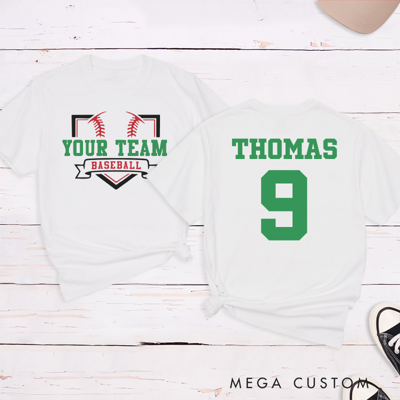 Personalized Team Name Baseball Home Plate Design T-Shirt