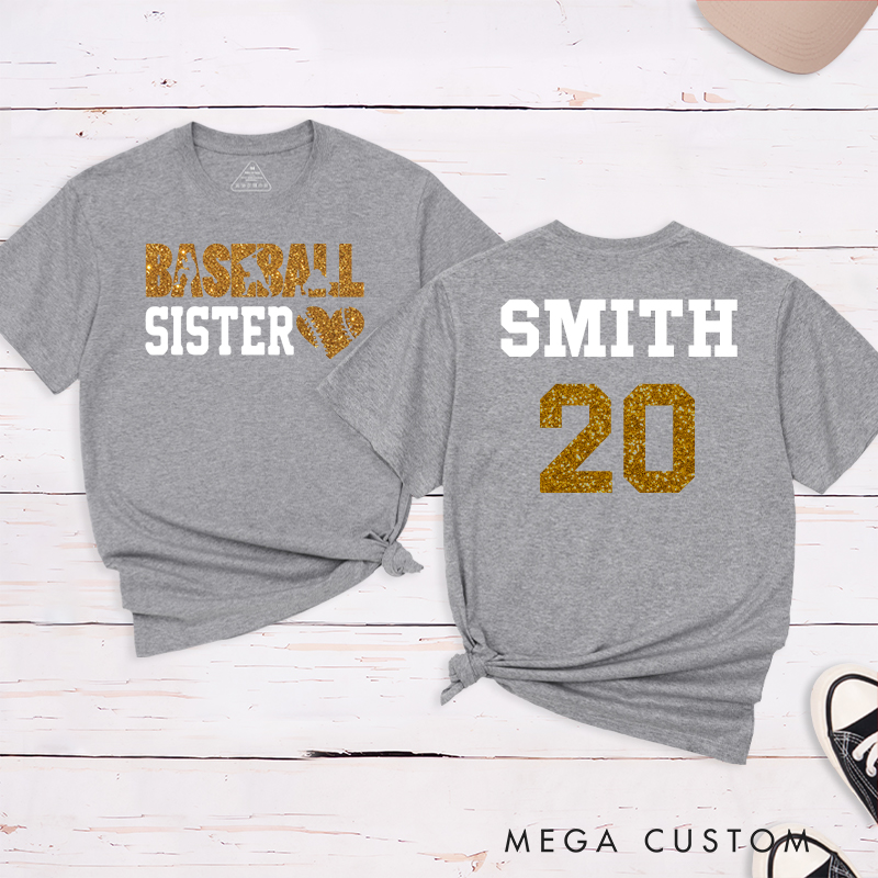 Personalized Baseball T-Shirt with Heart Graphic and Custom Name and Number