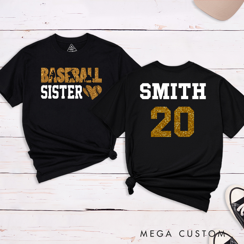 Personalized Baseball T-Shirt with Heart Graphic and Custom Name and Number
