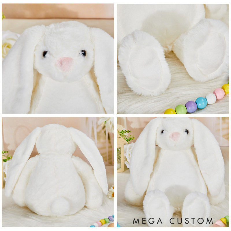 Personalized Pink Stuffed Bunny Plush Toy with Name Birthday Baptism Gift Christmas and First Communion Gift for Kids