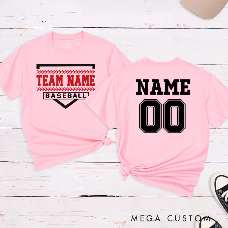 Personalized Team Baseball T-Shirt with Shield Design and Custom Name and Number