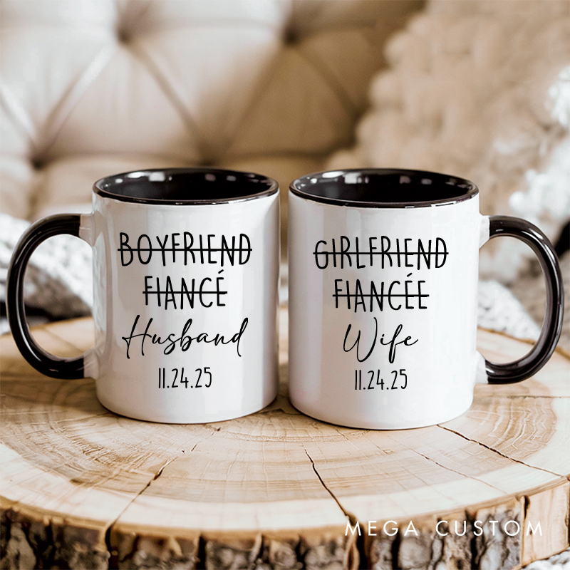 Personalized Relationship Journey Couple Mugs Wife Husband Coffee Mug for Couple Groom Bride Ceramic Coffee Cup for Him Her