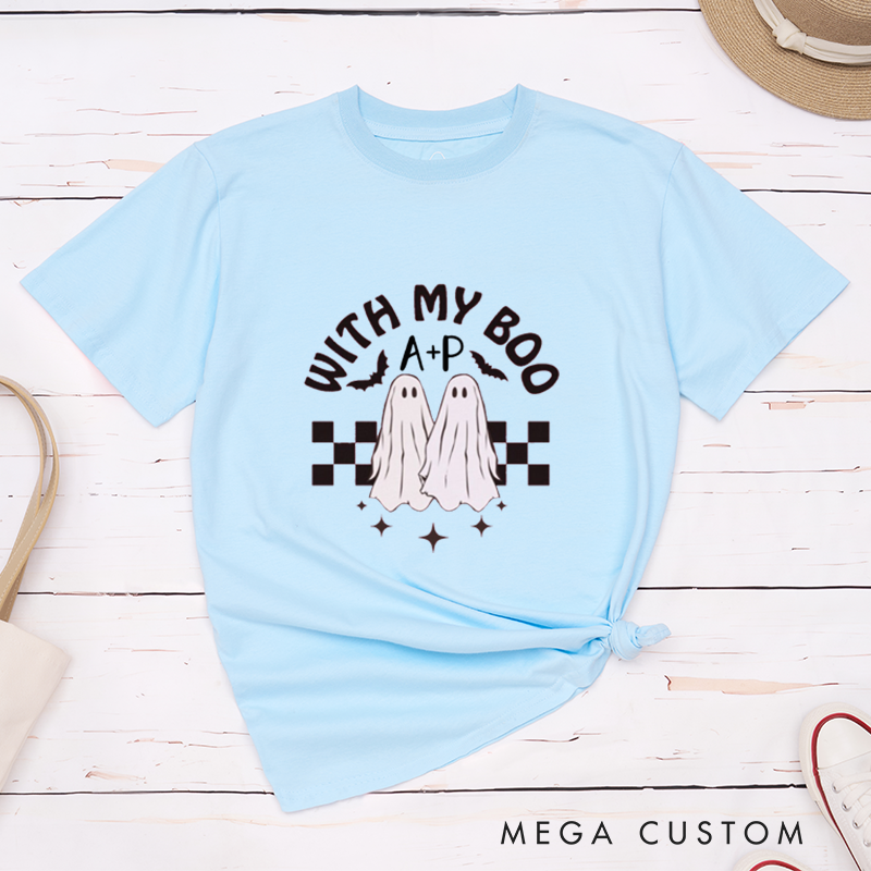 Personalized Halloween with My Boo Couple Matching T-Shirt Halloween Couple Classic Matching Shirt