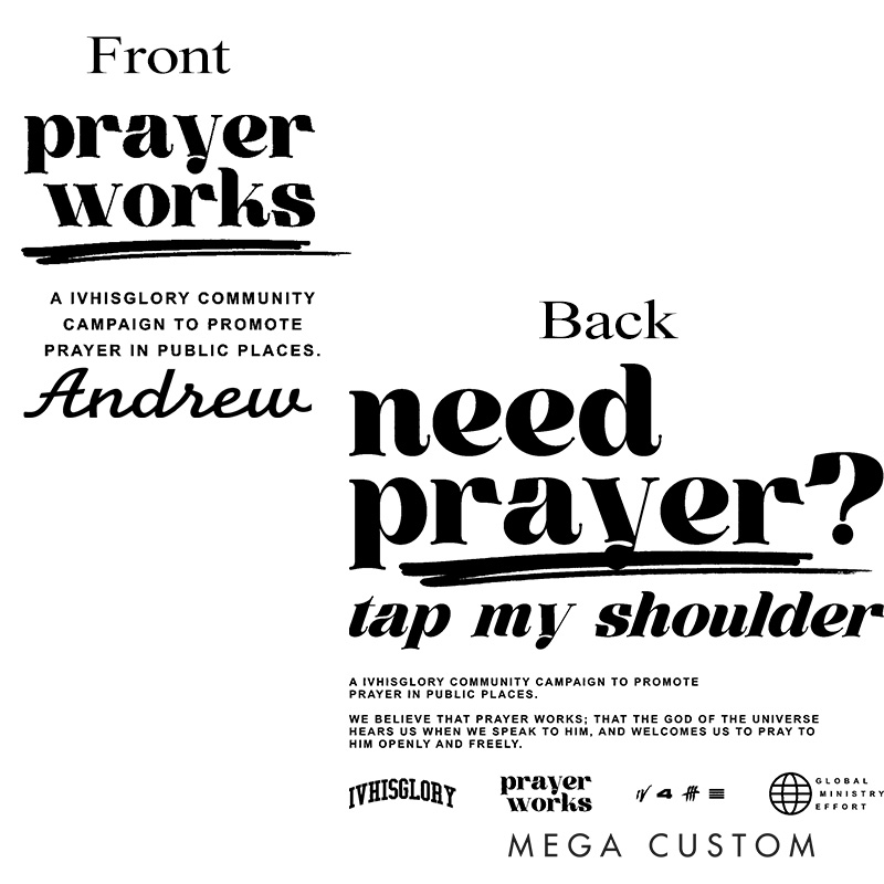 Personalized Need Prayer Tap My Shoulder Classic Cotton T-Shirt with Name Religious Easter Gift Birthday Gift for Christians 