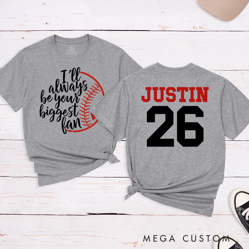 Personalized Baseball Fan T-Shirt with Heartfelt Quote and Custom Name and Number