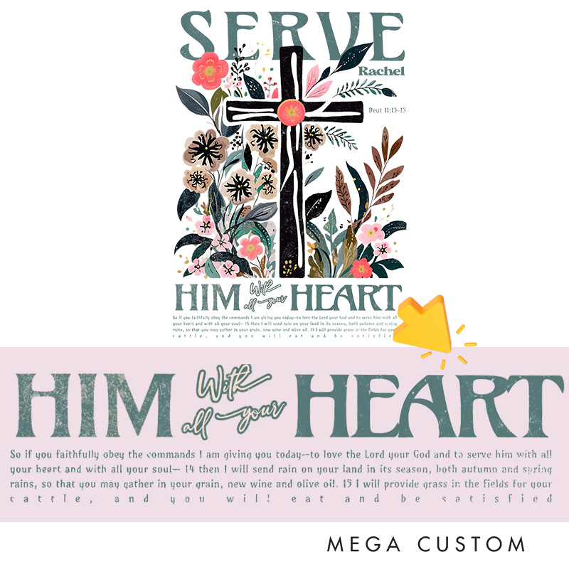 Personalized Deuteronomy 11:13-15 Bible Verse Throw Pillow with Cross and Floral Religious Pillow Home Decor Birthday Gift for Women