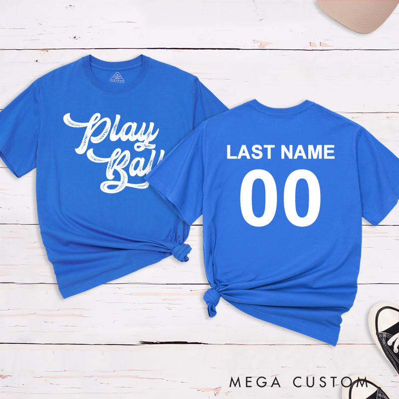 Personalized "Play Ball" T-Shirt with Custom Name and Number