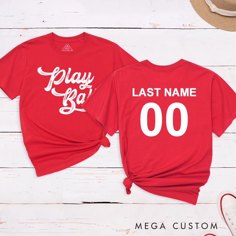 Personalized "Play Ball" T-Shirt with Custom Name and Number