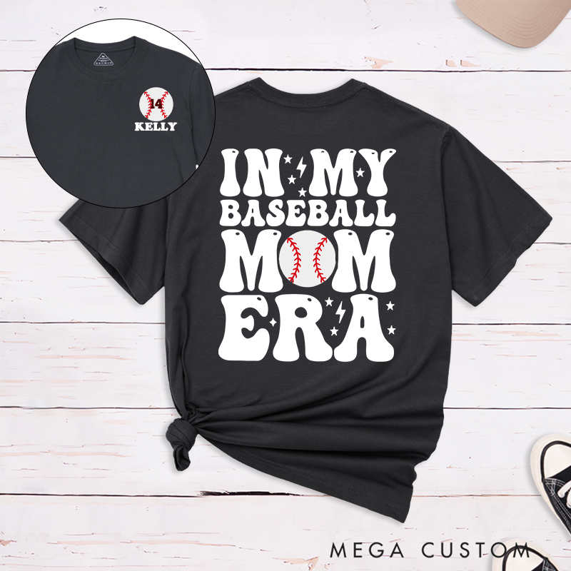 Personalized "In My Baseball Mom Era" T-Shirt Custom Name and Number
