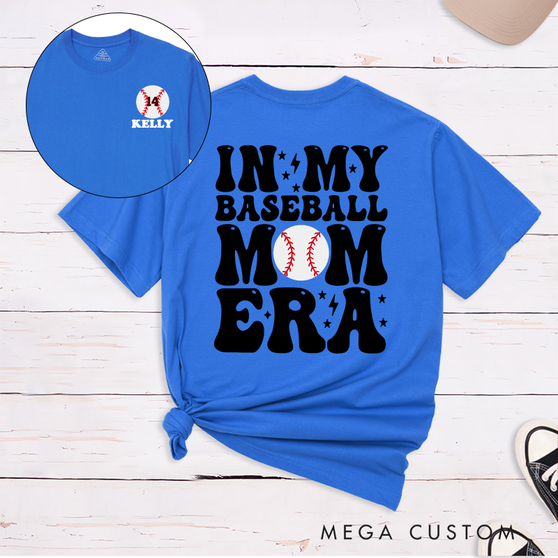 Personalized "In My Baseball Mom Era" T-Shirt Custom Name and Number