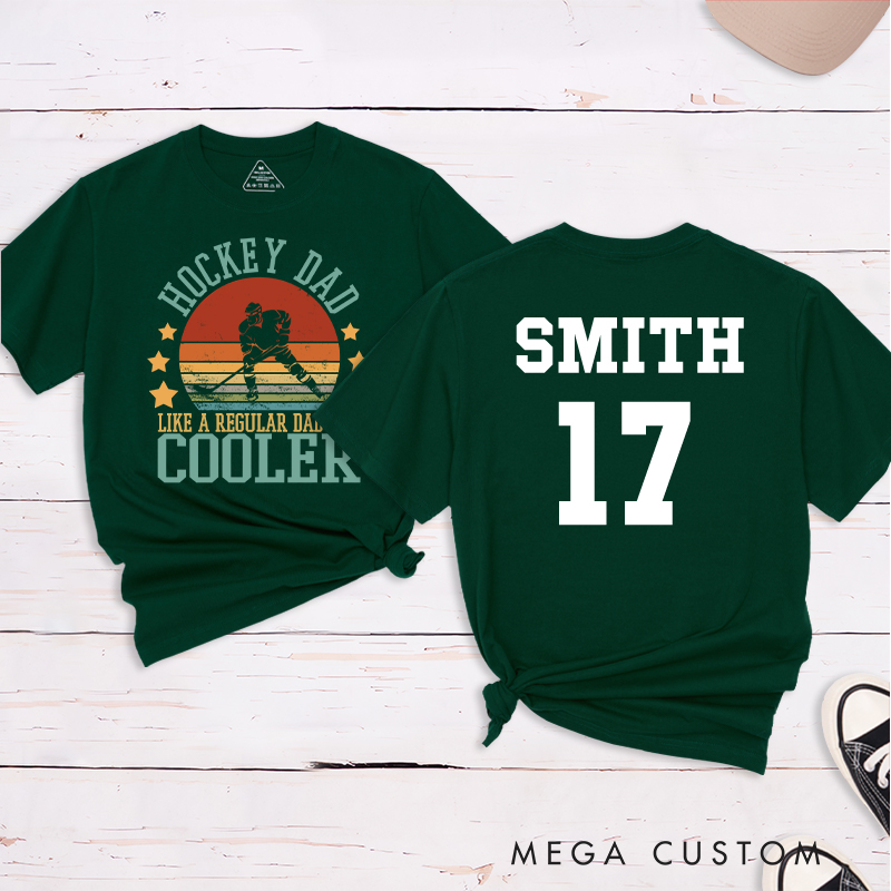 Personalized "Hockey Dad" Retro T-Shirt with Custom Name and Number