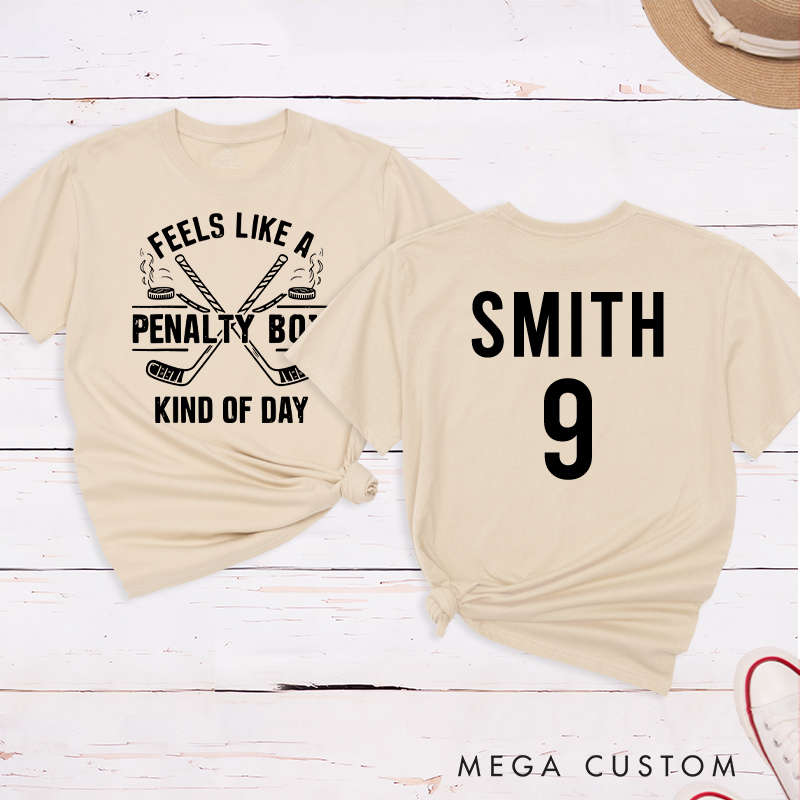 Personalized "Penalty Box Kind of Day" Hockey T-Shirt with Custom Name and Number