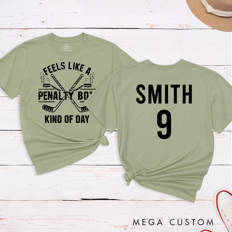 Personalized "Penalty Box Kind of Day" Hockey T-Shirt with Custom Name and Number