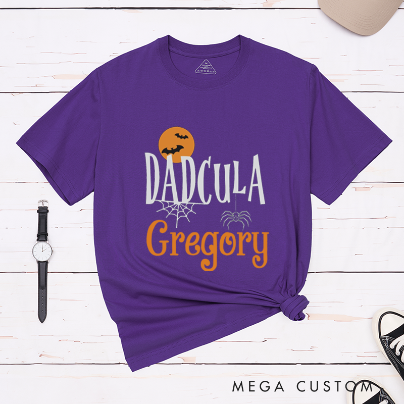 Personalized Couple Halloween Matching Classic T-Shirt Halloween Dadcula and Momster T-Shirt For Him and Her