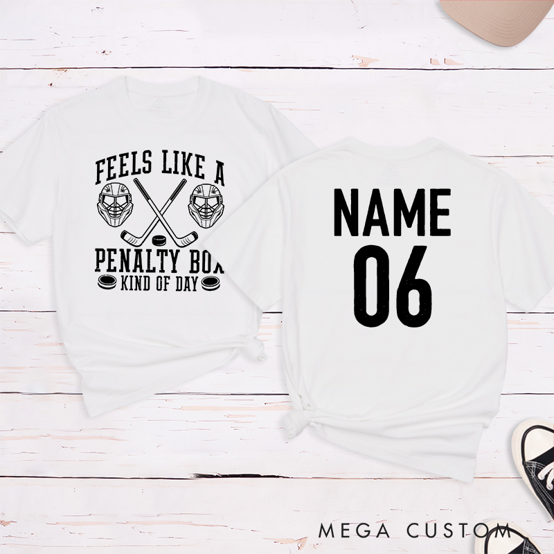 Personalized "Penalty Box Kind of Day" T-Shirt with Custom Name and Number