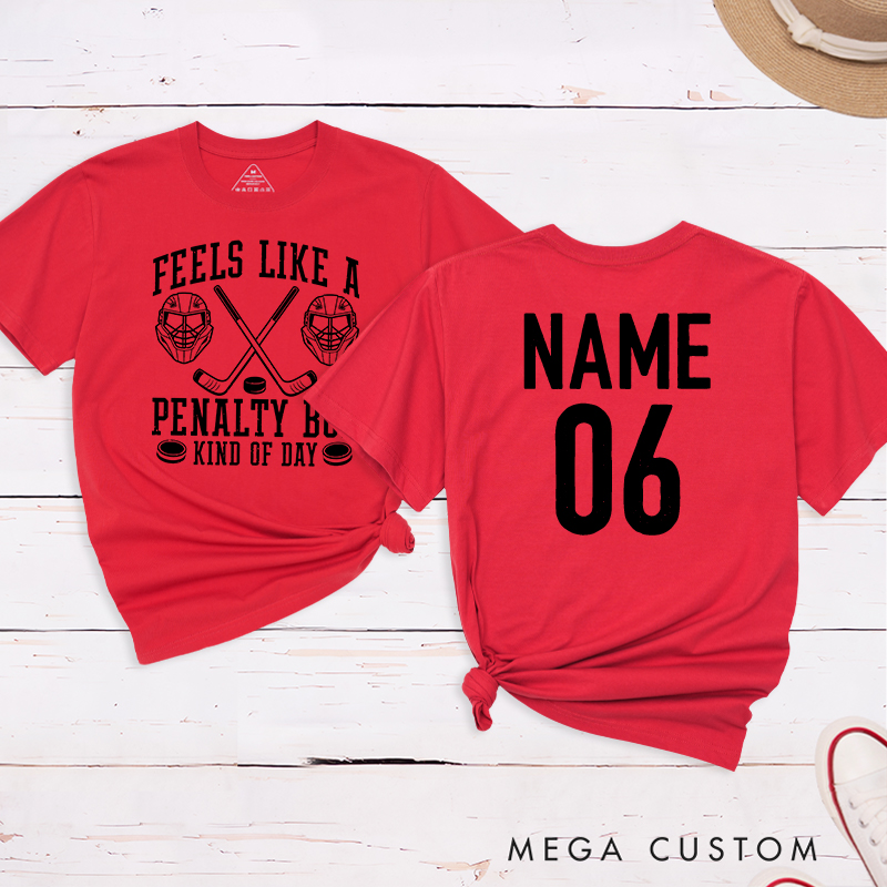 Personalized "Penalty Box Kind of Day" T-Shirt with Custom Name and Number